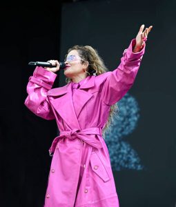 Trafalgar Square Stage London Pride 2023 Rita Ora Leather Overcoat