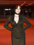 2023 Event The Academy Gala Billie Eilish Double Breasted Pinstripe Green Blazer