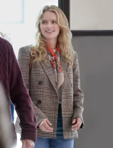 Andrea Brooks A Lifelong Love 2023 Movie Annika Plaid Tweed Blazer Coat