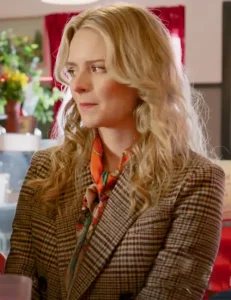 Andrea Brooks A Lifelong Love 2023 Movie Annika Plaid Tweed Blazer Coat.