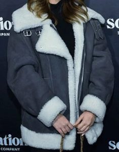 Felicity Film Divinity 2023 Caylee Cowan Grey Suede Jacket