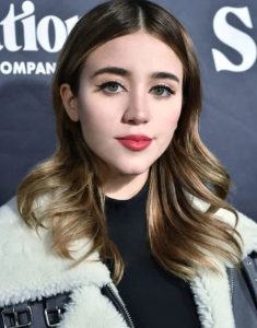 Felicity Film Divinity 2023 Caylee Cowan Grey Suede Shearling Jacket.