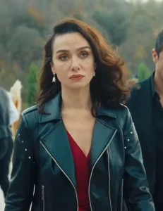 Lale Kiran Tv Series As The Crow Flies Birce Akalay Black Biker Leather Jacket