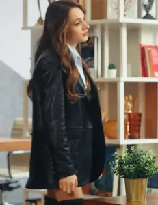 Miray Daner Season 02 Tv Series As The Crow Flies Asli Tuna Black Leather Blazer.