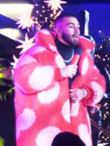 Rockefeller Center Christmas Tree Manuel Turizo Red Polka Dot Coat.