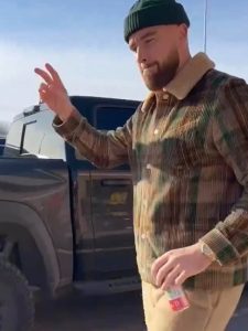 Travis Kelce Checkered Fur Collar Jacket