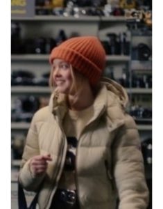 Abby Walker Series Fool Me Once 2024 Danya Griver Cropped Hooded Puffer Jacket.
