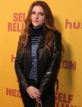Anna Kendrick Self Reliance 2024 Maddy Black Biker Leather Jacket