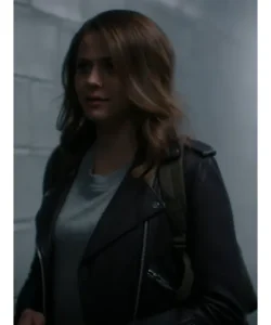 Brandy Quinlan Tv Series East New York 2023 Olivia Luccardi Black Leather Biker Jacket