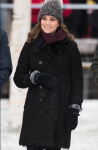 Kate Middleton Sweden Black Fur Belted Trench Coat.
