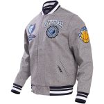 Memphis Grizzlies Pro Standard Crest Emblem Grey Varsity Jacket.