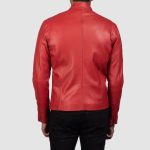 Men’s Ionic Red Leather Biker Jacket - Image 2