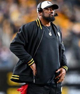 Mike Tomlin Pittsburgh Steelers Black Bomber Jacket.