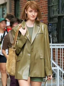 Renate Reinsve A Different Man 2024 Green Leather Blazer