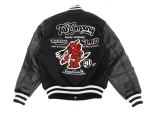 Tedman Black Wool And Leather Men's Varsity Jacket