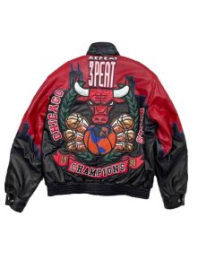 3 Peat Chicago Bulls Leather Jacket.