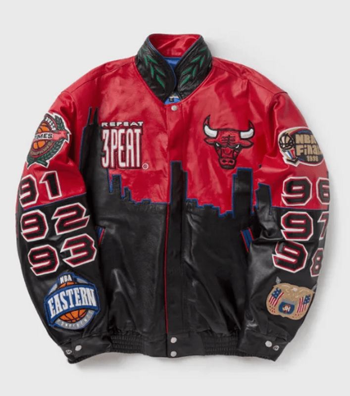 3 Peat Chicago Bulls Leather Jacket 3 Peat Chicago Bulls Leather Jacket