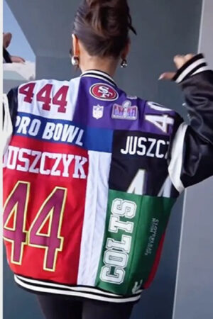 super-bowl-lviii-kristin-juszczyk-49ers-bomber-jacket