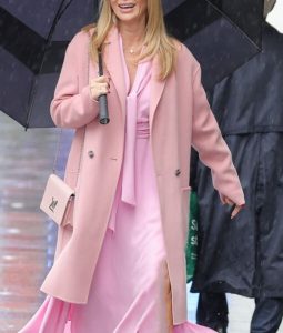 Amanda Holden Wool Long Pink Coat.