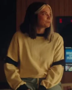 Black Mirror S06 Annie Murphy White Stripe Sweatshirt.