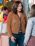 Chyler Leigh The Way Home S01 Kat Landry Brown Biker Suede Leather Jacket