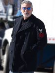 George Clooney Movie Wolves 2024 Black Wool Trench Coat