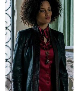 Juliette Durand A Discovery Of Witches Elarica Johnson Black Leather Coat