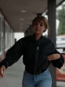 Max Mitchell Tv Series Wild Cards 2024 Vanessa Morgan Black Bomber Jacket.