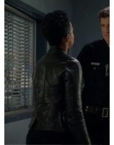 Nyla Harper Tv Series The Rookie S06 Mekia Cox Leather Jacket.