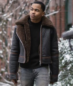 Power Book Ii Ghost Tariq St. Patrick Brown Leather Shearling Jacket
