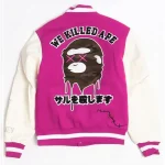 Robert Phillipe We Killed Ape Pink Wool Varsity Jacket.