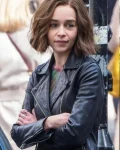 Secret Invasion Emilia Clarke Black Leather Biker Jacket