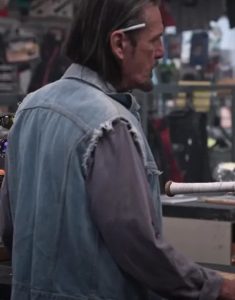 The Hawk Tv Series One More Time 2024 John Tench Blue Denim Vest.