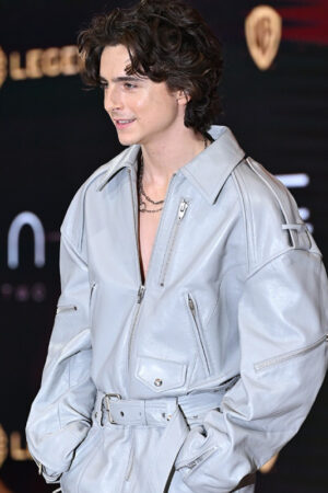 Timothée-Chalamet-Dune-Part-Two-press-conference-leather-Jumpsuit