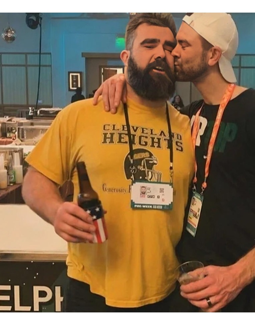 Jason Kelce Cleveland Cavaliers Heights Yellow T-shirt Jason Kelce Cleveland Cavaliers Heights Yellow T-shirt