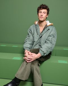 Paris-Fashion-Week-2024-Shawn-Mendes-Green-Hooded-Bomber-Jacket
