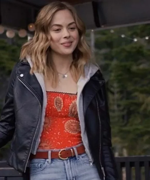 Sarah Dugdale Lizzie Tv Series Virgin River Season 2 Black Biker Leather Jacket Sarah Dugdale Lizzie Tv Series Virgin River Season 2 Black Biker Leather Jacket