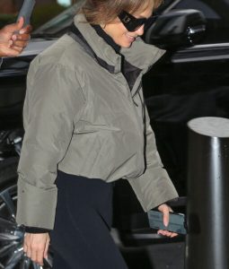 Jennifer Lopez Khaki Cropped Jacket