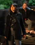 Joey Abigail Movie 2024 Melissa Barrera Black Wool Coat