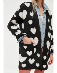 Maggie Tv Series Big Mood 2024 Nicola Coughlan Heart Print Cardigan