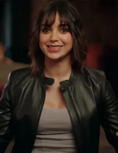 Melissa Barrera Abigail Movie 2024 Joey Black Leather Jacket.