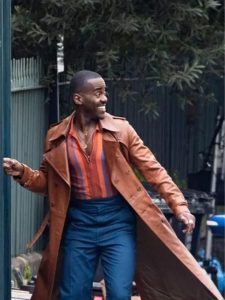Ncuti Gatwa Tv Series Doctor Who 2024 15th Doctor Brown Leather Coat.