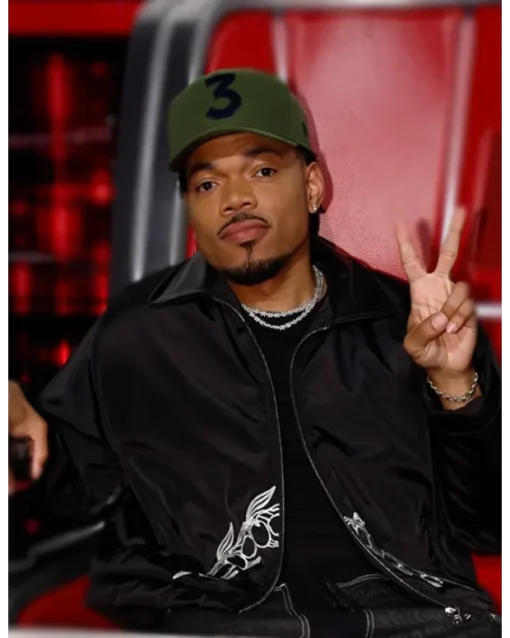 Chance The Rapper The Voice Season 25 Black Floral Satin Jacket Chance The Rapper The Voice Season 25 Black Floral Satin Jacket