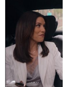 Gala Tv Series Land Of Women 2024 Eva Longoria White Pinstripe Blazer