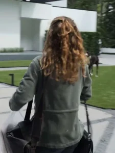 Joey King A Family Affair 2024 Zara Ford Grey Cotton Jacket.