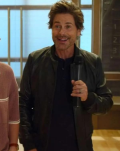Rob Lowe Unstable Ellis Dragon Black Bomber Leather Jacket