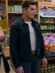 Zac Efron A Family Affair 2024 Chris Cole Black Suede Leather Jacket