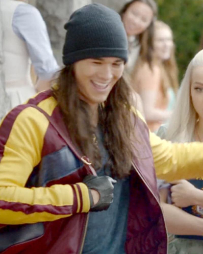 Jay Descendants 2 Booboo Stewart Maroon And Yellow Leather Jacket Jay Descendants 2 Booboo Stewart Maroon And Yellow Leather Jacket