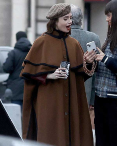 Lily Collins Emily In Paris Emily Cooper Cape Coat