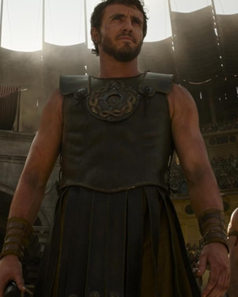 Lucius Gladiator II 2024 Paul Mescal Black Leather Vest Lucius Gladiator II 2024 Paul Mescal Black Leather Vest